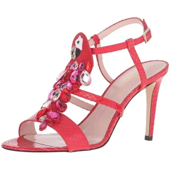 KATE SPADE Idalou Parrot Embellished Sandal Snake Embossed Leather - Picture 4 of 11